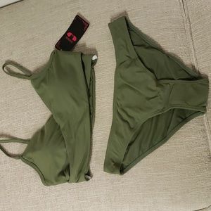 Ladies Sz S Olive color 2 pc bikini NWT Shekini
